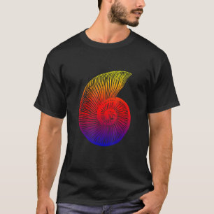 Ammonit Red Blue Yellow Fossil Design T-Shirt