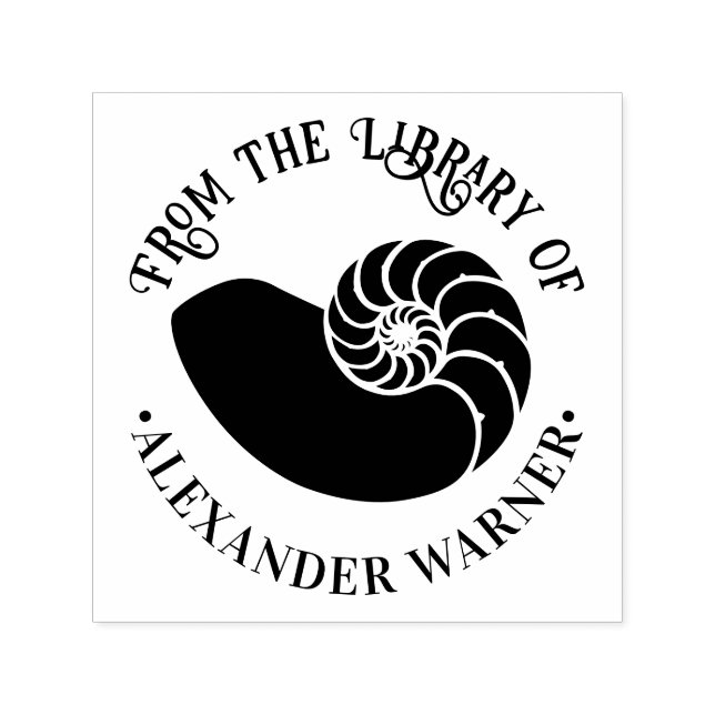 Ammonite Fossil Muschel #2 Beach Library Book Permastempel (Design)