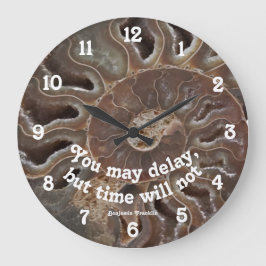 Ammonite Fossil Photo Time Will Not Delay Quote Große Wanduhr