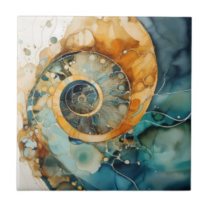 Ammonite Gem Fossil Tile Fliese