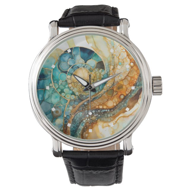 Ammonite Gem Fossil Watch Armbanduhr (Vorderseite)