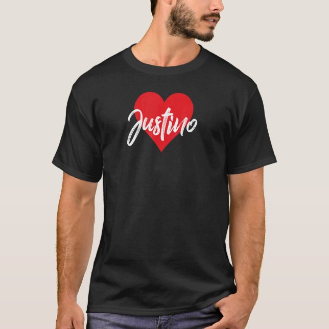 Amo A Justino Primer Nombre Yo Corazón T-Shirt (Vorderseite)