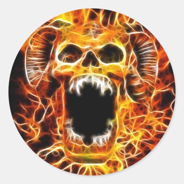 Amon Fiery Skull Runder Aufkleber (Vorderseite)