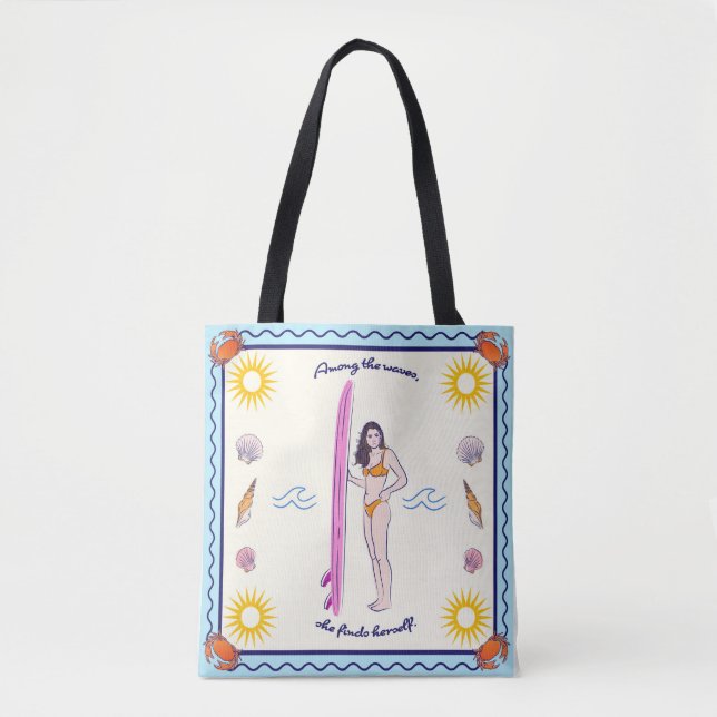 Among the waves, she finds herself. tasche (Vorderseite)