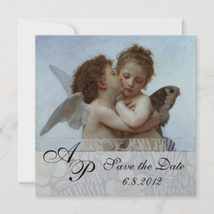 Amor and Psyche as Children Wedding Party Monogram Einladung