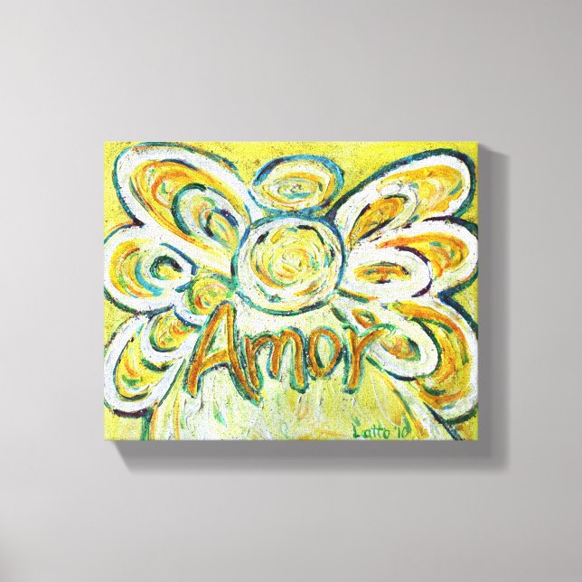 Amor Angel Word Art Malerei Wrapped Canvas Leinwanddruck (Vorderseite)