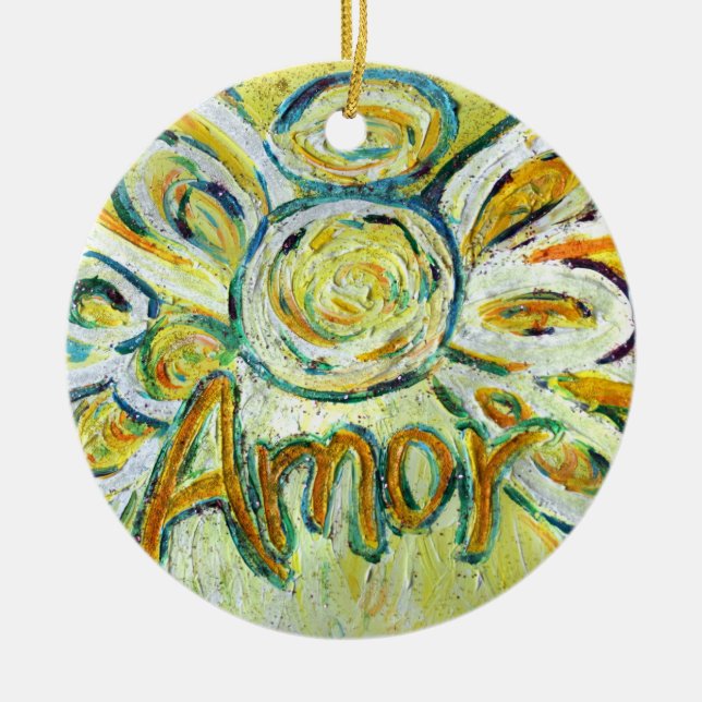 Amor Angel Word (Spanische "Liebe") Keramik Ornament (Vorne)