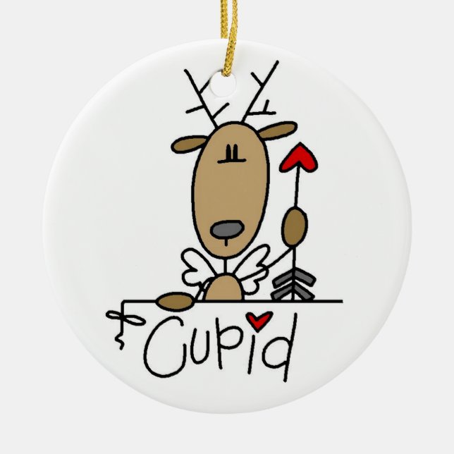 Amor die Ren-Weihnachtsandenken-Verzierung Keramik Ornament (Vorne)