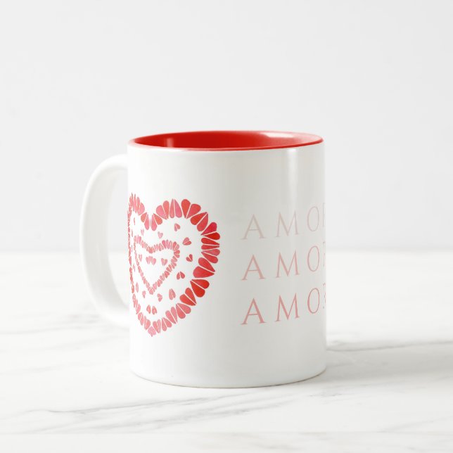 AMOR-ESPAGNOL AMOUR Mug rouge à deux tons (Devant gauche)