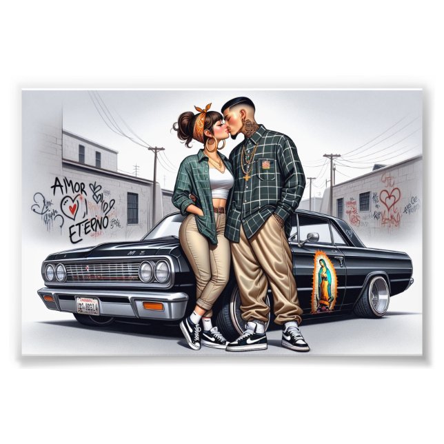 Amor Eterno Cholo Liebe Couple Fotodruck (Vorne)