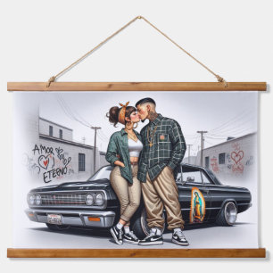 Amor Eterno Cholo Liebe Couple Wandteppich Mit Holzrahmen