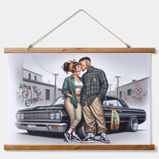 Amor Eterno Cholo Liebe Couple Wandteppich Mit Holzrahmen