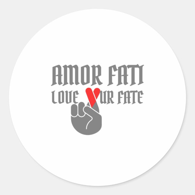 Amor Fati - Liebe unser Schicksal - Überquerte Flü Runder Aufkleber (Vorderseite)