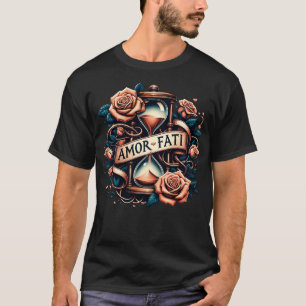 Amor Fati Rose Time Hourglass Philosophie T-Shirt