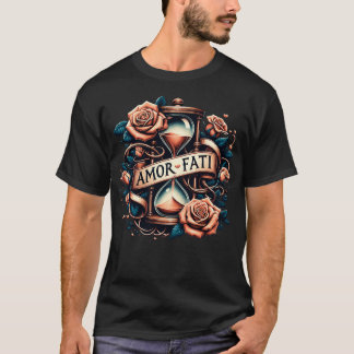 Amor Fati Rose Time Hourglass Philosophie T-Shirt