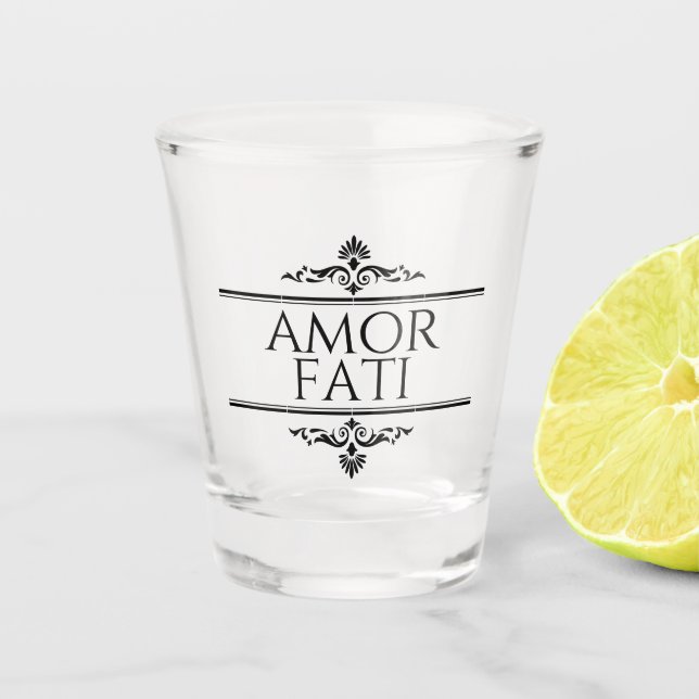 Amor Fati Schnapsglas (Vorderseite)