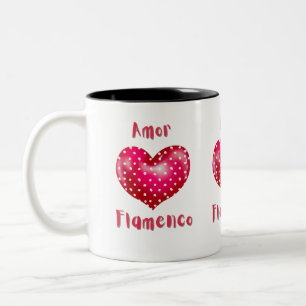 Amor Flamenco Rotes Herz mit Polka Dots Passion Zweifarbige Tasse