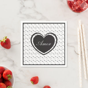 Amor Grey glänzende Herzen niedlich romantische Mu Serviette