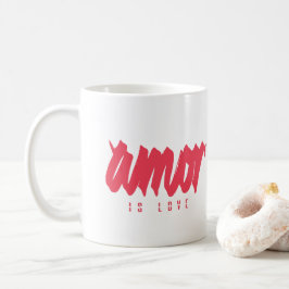 Amor ist Liebe - Moderne rote Grafik-Kalligrafie Kaffeetasse
