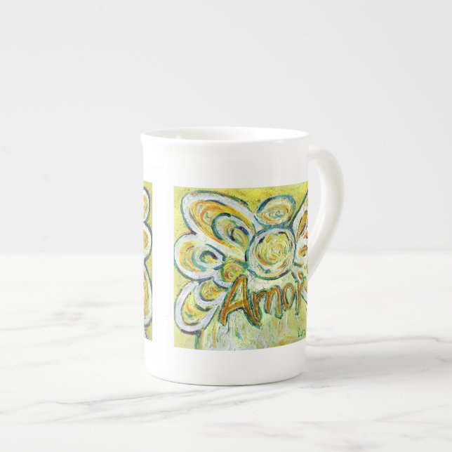 Amor (Liebe) Angel Word Knochen China Tasse (Vorderseite Rechts)