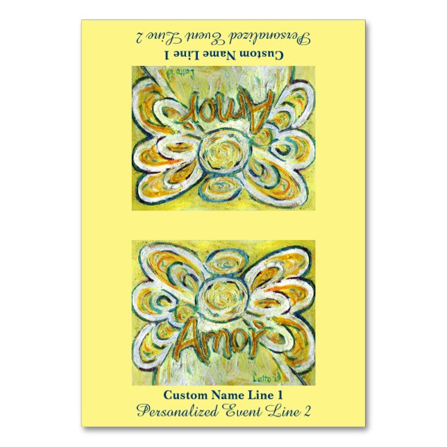 Amor Word Inspiration Engel Anpassen Table Zent Tischnummer (Vorderseite)