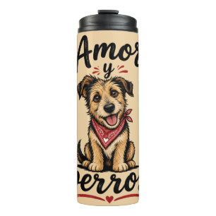 Amor y Perros Lustiges Hunde-Liebhaber-Design Thermosbecher
