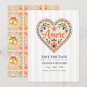 Amore Keramikfliese Amalfi-Küste Italienische Hoch Save The Date