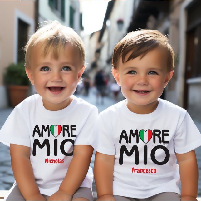 AMORE MIO Italienische Flagge Herz weiß Baby T-shirt (Von Creator hochgeladen)