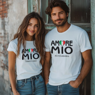 Amore Mio Paare Italienische Flagge Herz Weiß T-Shirt