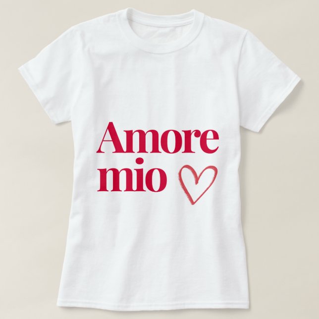 Amore Mio❤️ T-Shirt - Romantisches Baumwollgeschen (Design vorne)
