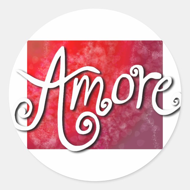 Amore - Reverse Red Jazzy Runder Aufkleber (Vorderseite)