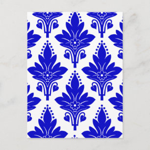 AMOROSO DAMASK: BLAU UND WEISS POSTKARTE