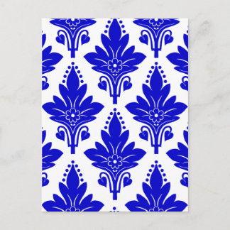 AMOROSO DAMASK: BLAU UND WEISS POSTKARTE
