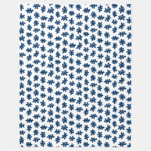 Amorphic Shapes 120322 - Indigo Blue on White Fleecedecke