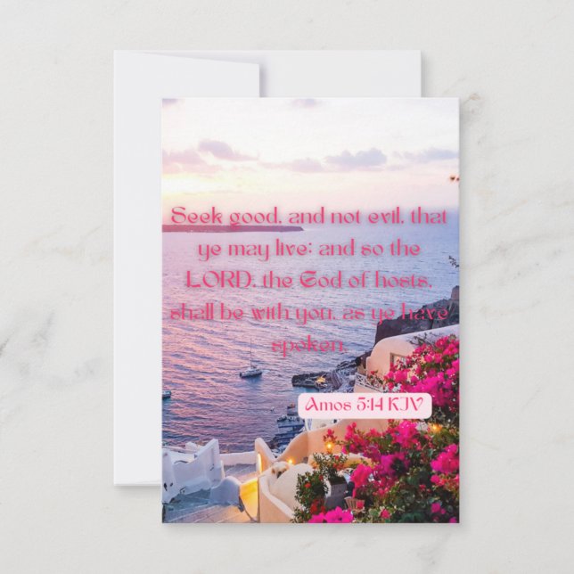 Amos 5:14 KJV Bible Verse Pic Flat Grußkarte Karte (Vorderseite)