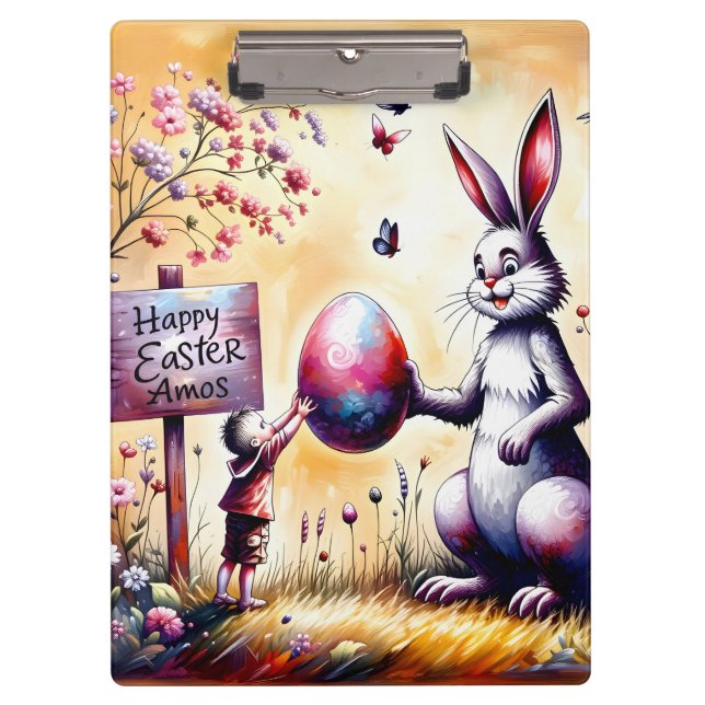 AMOS ~ HAPPY EASTER ~ Bunny und Amos ~ Klemmbrett (Vorderseite)