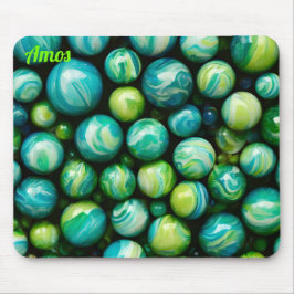 AMOS ~ Zany Shades Green and Blue ~ Murmeln ~ Mousepad