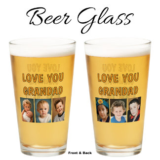Amour à Grand-papa 6 photos verre bière orange