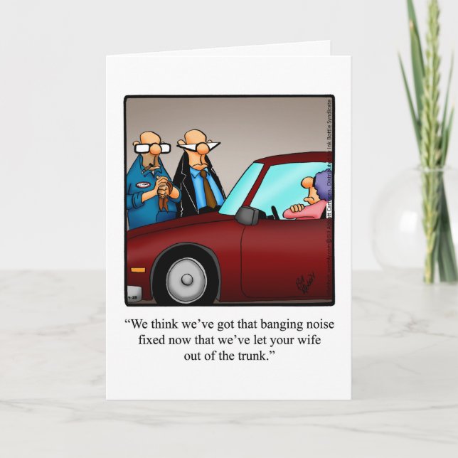 Amour amusant et mariage Humour blanc Carte de voe (Devant)
