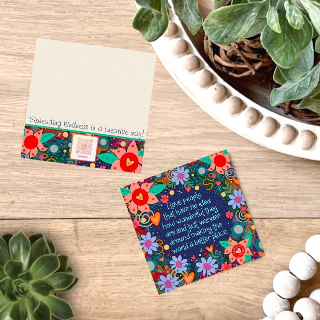 Amour amusant Gens Inspirer Citation Cartes de gen (Fun, colorful, floral, inspiring quote, kindness cards, perfect for random acts of kindness day.
)