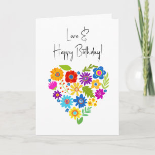 Amour Anniversaire Fleurs cardiaques Bonne carte d