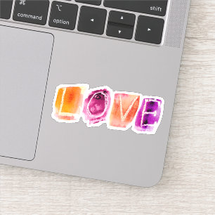 AMOUR Aquarelle violet orange personnalisé Sticker