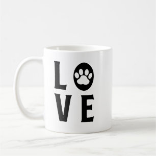 Amour avec Pawprint Coffee Mug - Chien mignon, Cha