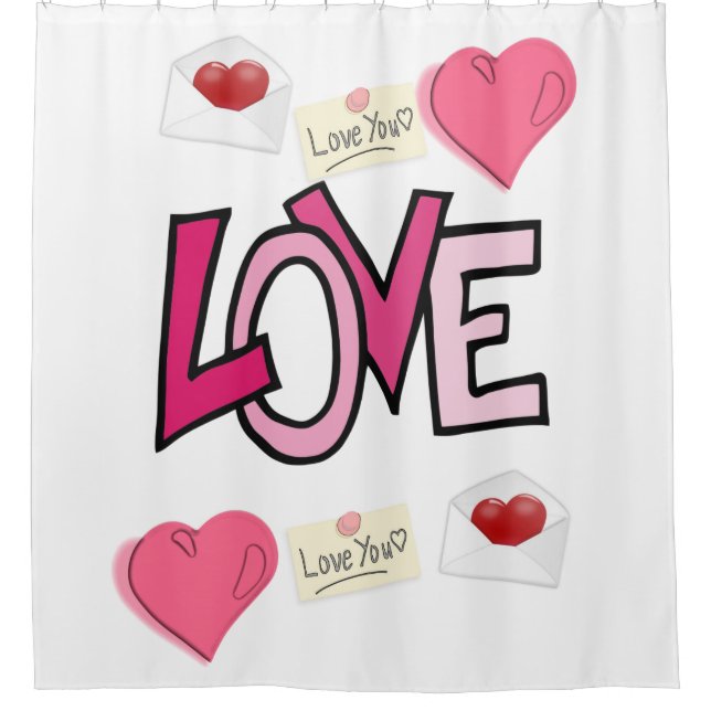 amour blanc valentines jour douche rideau (Devant)