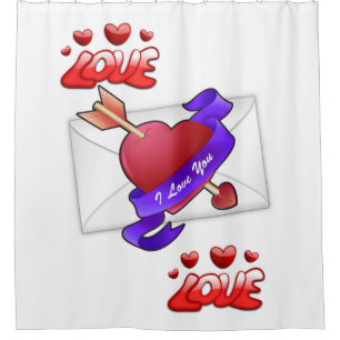 amour blanc valentines jour douche rideau