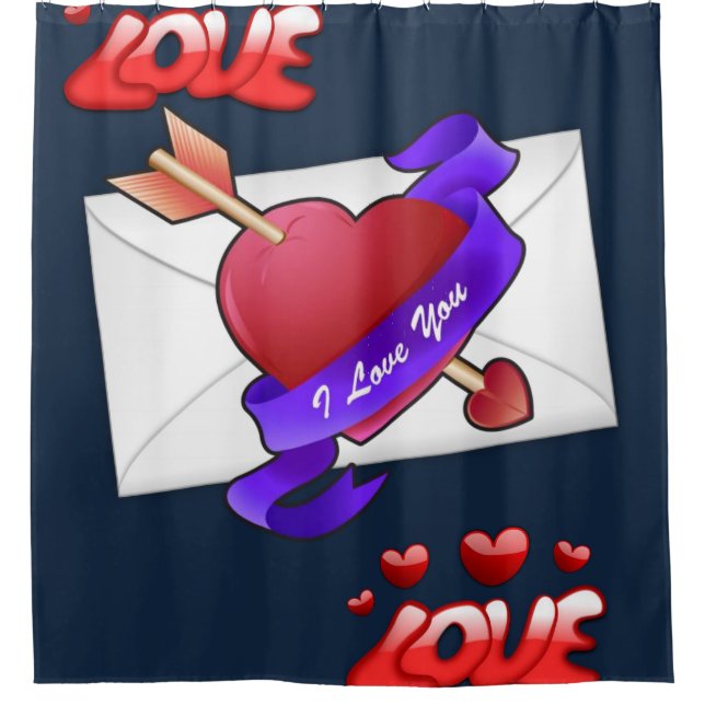amour bleu valentines jour douche rideau (Devant)