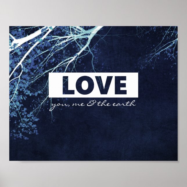 amour citation nature affiche d'art en bleu (Devant)