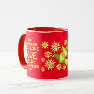 AMOUR COEUR FLEURS ANNIVERSAIRE VALENTINE MUG