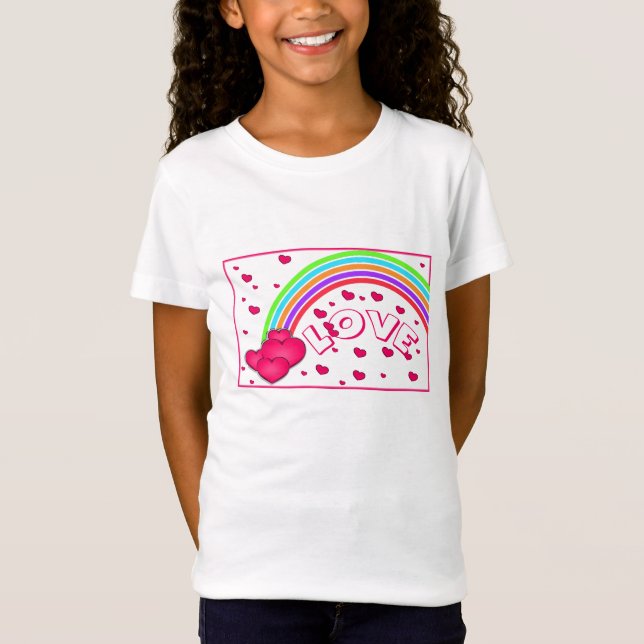 Amour - Coeurs - et Rainbows Girls T-Shirt (Devant)