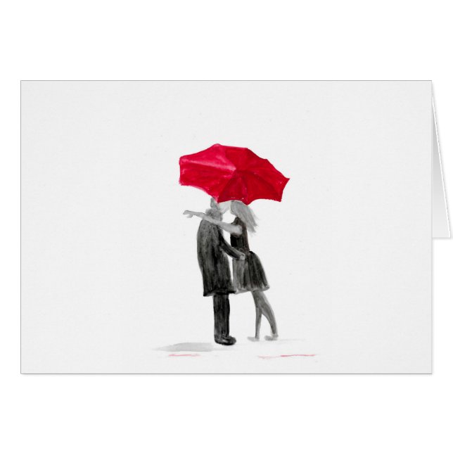 Amour couple avec parapluie rouge (Devant horizontal)